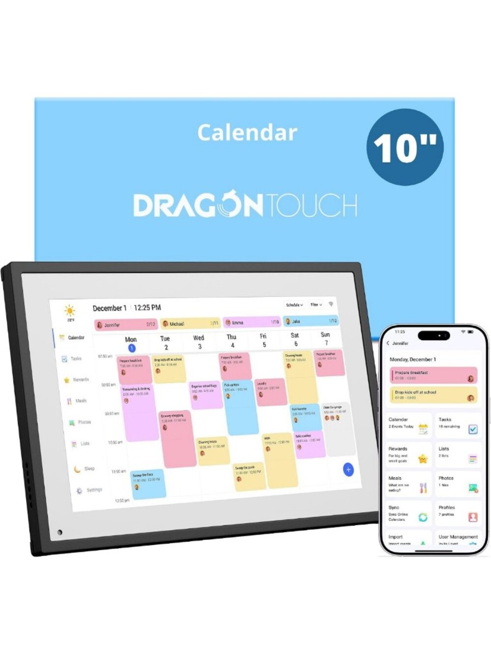 Interactive 10.1" Digital Calendar Chore Chart - Smart Family Planner